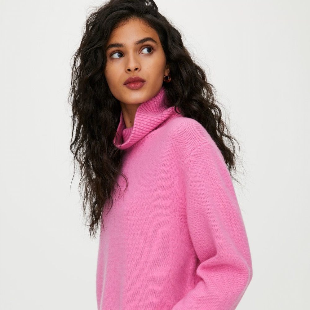 Ann Taylor Hot Pink Cowl Neck Sweater